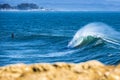 Perfect wave breaking in south Santa Cruz in California.