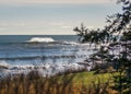 Perfect wave on a sunny day with foreground background bohkeh Royalty Free Stock Photo