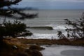 Perfect wave on a sunny day with foreground background bohkeh