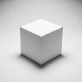 Simple White Cube Object Centered on a Light Grey Gradient Background geometric shape Royalty Free Stock Photo