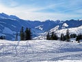 Perfect winter alpine landscape in the Thur river valley between the Churfirsten and Alpstein mountain ranges, Unterwasser Royalty Free Stock Photo