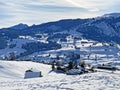 Perfect winter alpine landscape in the Thur river valley between the Churfirsten and Alpstein mountain ranges, Unterwasser Royalty Free Stock Photo