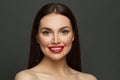 Perfect woman smiling. Female face with cute smile, white teeth and red lips Royalty Free Stock Photo