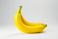 Perfect Yellow Bananas isolated on white Background. Photo of delicious ripe bananas. Two bananas