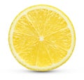 Perfect yellow lemon slice on white with clipping path Royalty Free Stock Photo
