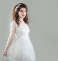 Perfect young bride woman in white wedding dress Royalty Free Stock Photo