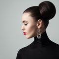 Perfect Young Woman with Hair Bun Hairstyle Royalty Free Stock Photo