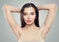 Perfect young woman with hands up, armpits. Body care concept Royalty Free Stock Photo