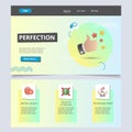 Perfection flat landing page website template. Mental health, focus of attention, processing speed. Web banner with