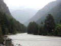 Mountains rivers and trees in Kasol India