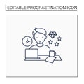 Perfectionist procrastinator line icon