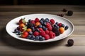 Perfectly Arranged Array of Food on a Plain White Plate. Generative AI