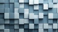 Perfectly arranged multisized cube wall. Grey, innovative tech background. 3D rendering.