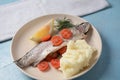 Perfectly baked oven trout with lemon and dill with cherry tomatoes