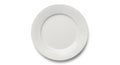 Top View of Clean White Ceramic Dinner Plate with Textured Rim Isolated on White Background Royalty Free Stock Photo