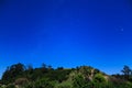 Star-filled sky and moonlit hill in the Southern Hemisphere