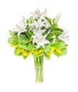 Perfectly decorated bouquet of white lilies