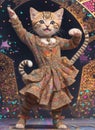The Perfectly Elegant Dancer A Cat in a Dress Takes the Stage Royalty Free Stock Photo