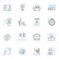 Perfectly fit linear icons set. Tailored, Flawless, Ideal, Fitted, Customized, Form-fitting, Seamless line vector and