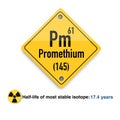 Radioactive periodic elements Promethium , corporative business concep artwork