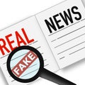 Real or fake news. Promotional, business targeting vector graphic picture.