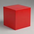 Solid Red Cube Object with Glossy Reflective Surface on a Neutral Gray Background geometric Royalty Free Stock Photo