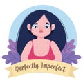 Perfectly imperfect chubby woman flowers cartoon character