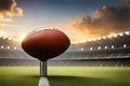 A perfectly set rugby ball on the tee, ready for a kickoff at the start of a thrilling match Royalty Free Stock Photo