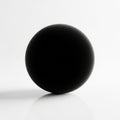 A perfectly smooth, matte black sphere resting on a white surface. The sphere casts a soft shadow, Royalty Free Stock Photo
