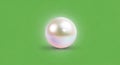 Spherical lustrous pearl is centered on a plain solid green backgroun Royalty Free Stock Photo