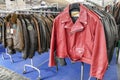 Perfecto Schott leather jackets displayed for sale
