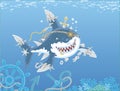 Great white shark pirate attacking Royalty Free Stock Photo
