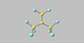 Perfluoroisobutene molecular structure isolated on grey