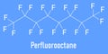 Perfluorooctane or octadecafluorooctane molecule. Skeletal formula. Chemical structure Royalty Free Stock Photo