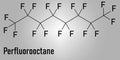 Perfluorooctane or octadecafluorooctane molecule. Skeletal formula. Chemical structure Royalty Free Stock Photo