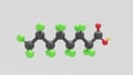 Perfluorooctanoic acid PFOA - C8HF15O2 - 3D Conformer white background