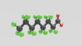 Perfluorooctanoic acid PFOA - C8HF15O2 - 3D Conformer white background