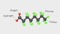 Perfluorooctanoic acid PFOA - C8HF15O2 - 3D Conformer white background