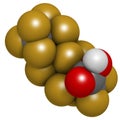 Perfluorooctanoic acid (PFOA, C8) molecule. Important and persistent pollutant