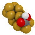 Perfluorooctanoic acid (PFOA, C8) molecule. Important and persistent pollutant