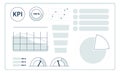 Perfomance analysis dashboard elements. Kpi data icons
