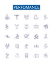 Perfomance line icons signs set. Design collection of Performance, Productivity, Efficiency, Accomplishment, Competence Royalty Free Stock Photo