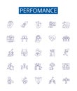 Perfomance line icons signs set. Design collection of Performance, Productivity, Efficiency, Accomplishment, Competence Royalty Free Stock Photo