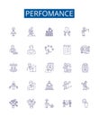 Perfomance line icons signs set. Design collection of Performance, Productivity, Efficiency, Accomplishment, Competence Royalty Free Stock Photo