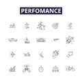 Perfomance line vector icons and signs. Efficiency, Capacity, Speed, Agility, Productivity, Proficiency, Excellence