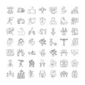 Perfomance linear icons, signs, symbols vector line illustration set Royalty Free Stock Photo