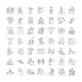 Perfomance management linear icons, signs, symbols vector line illustration set