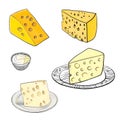 Perforated cheese various illustrations PNG generative AI