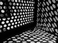 Perforated Metal Panel With Geometric Shadow Pattern in Black and White Abstract Minimalist Texture Royalty Free Stock Photo