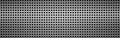 Perforated metal sheet. Wide steel texture with dots. Silver metallic background. Shiny speaker backdrop template. Gray